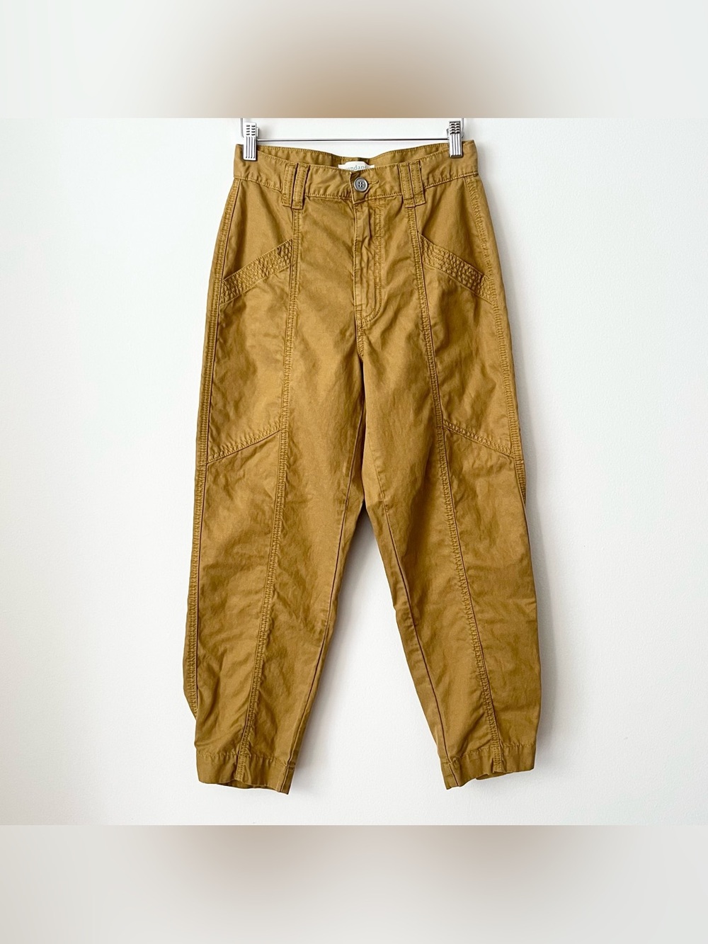Sundance Women's Twill Utility Cargo Pants Size 2 Mustard Brown Boho Casual